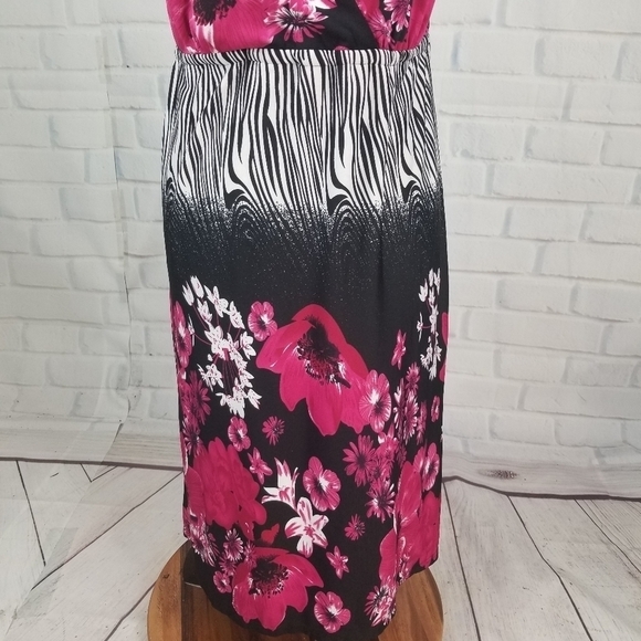 Dots size 1x floral print sleeveless stretch dress - Picture 6 of 8